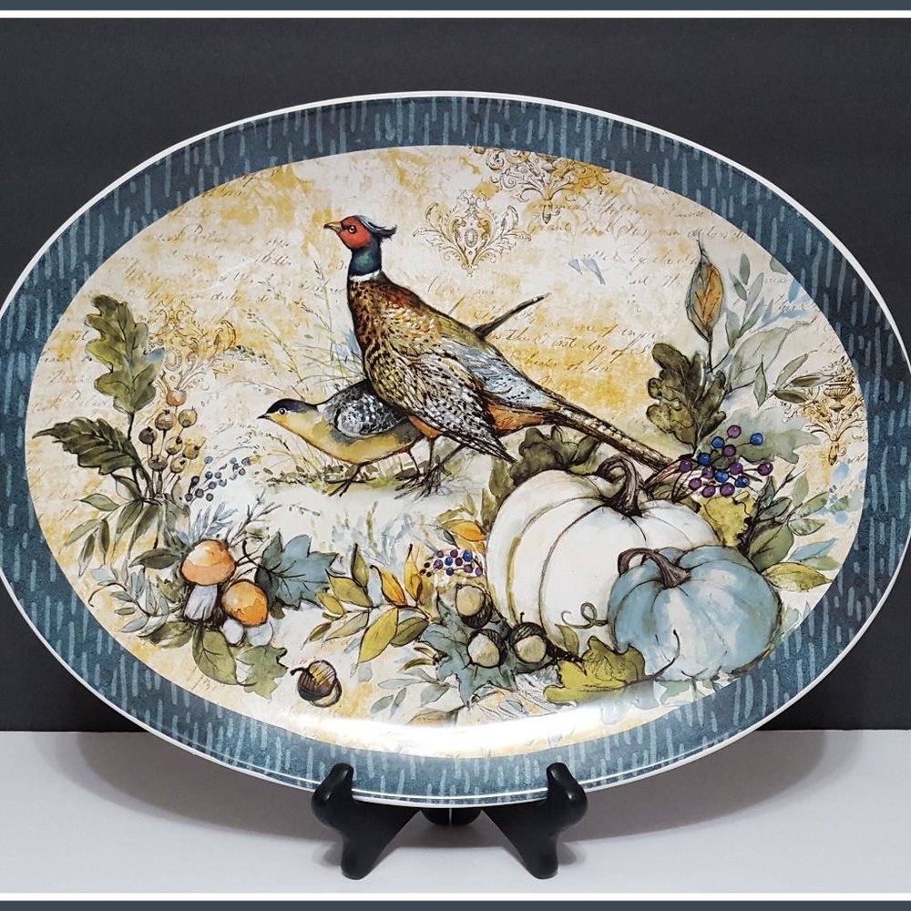 NEW Certified International Harvest Gatherings Pumpkin Oval Platter 16" …